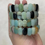 Natural Amazonite Stone Beads Bracelet Gemstone Jewelry Bangle