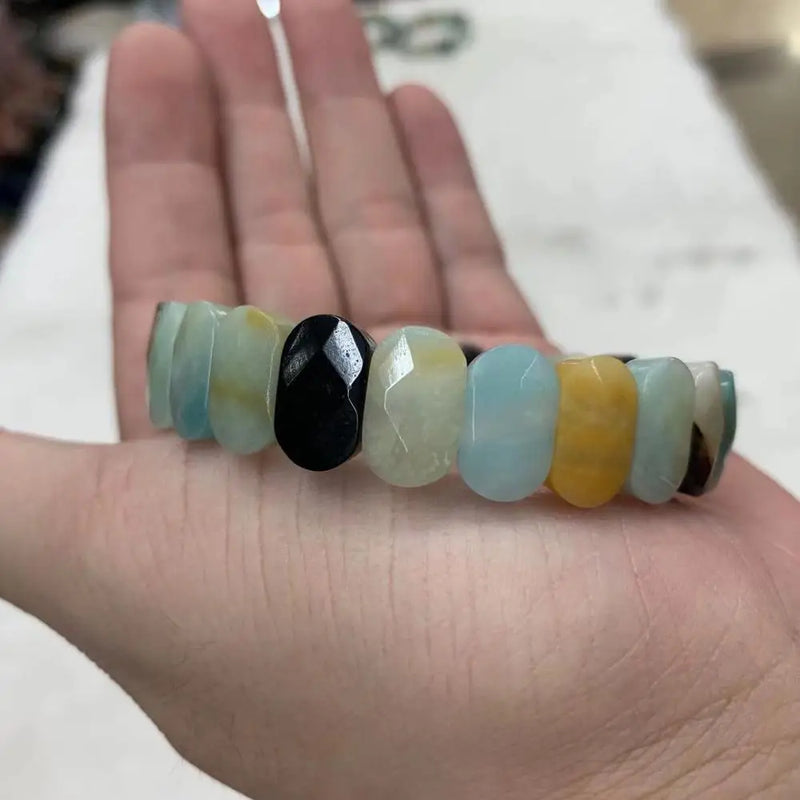 Natural Amazonite Stone Beads Bracelet Gemstone Jewelry Bangle