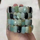 Natural Amazonite Stone Beads Bracelet Gemstone Jewelry Bangle