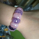 Amethyst & Rose Quartz Stone Beads Bracelet Gemstone Bangle Jewelry