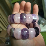 Amethyst & Rose Quartz Stone Beads Bracelet Gemstone Bangle Jewelry
