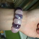 Amethyst & Rose Quartz Stone Beads Bracelet Gemstone Bangle Jewelry