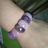 Amethyst & Rose Quartz Stone Beads Bracelet Gemstone Bangle Jewelry