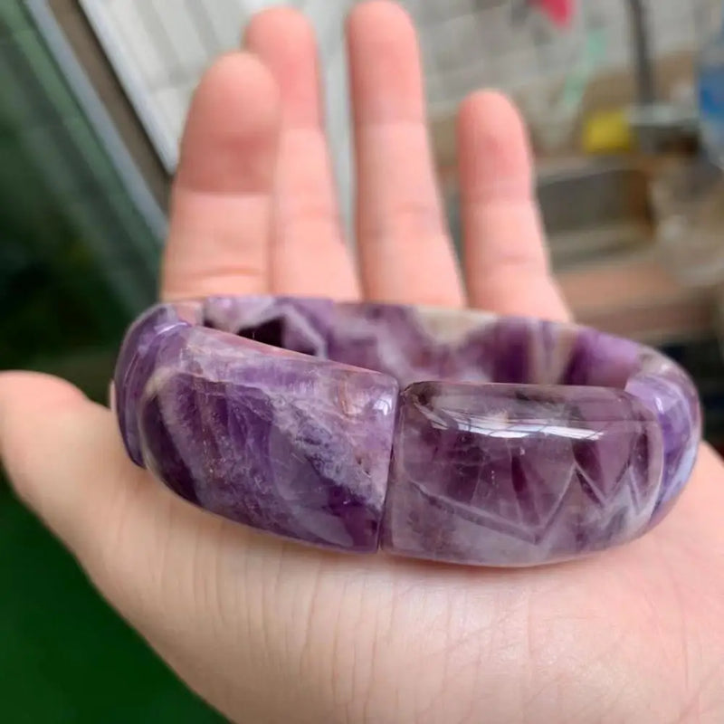 Amethyst Stone Beads Bangle Natural Stone Bracelet DIY Jewelry