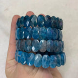Natural Apatite Stone Beads Bracelet Gemstone Bangle Jewelry for Women