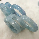 Aquamarine Stone Beads Bracelet Natural Gemstone Bangle