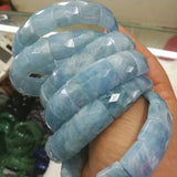 Aquamarine Stone Beads Bracelet Natural Gemstone Bangle