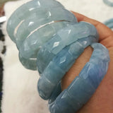 Aquamarine Stone Beads Bracelet Natural Gemstone Bangle