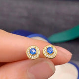 Natural Sapphire Stud Earrings 3*3mm 925 Silver Women Jewelry
