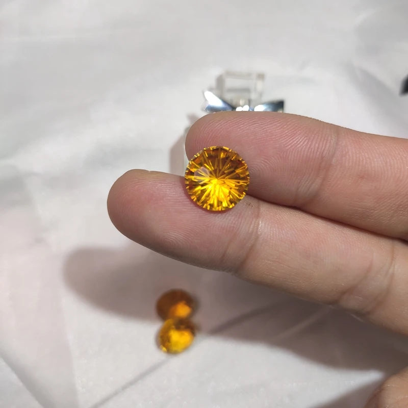 Natural Citrine Gem 8x8mm Round Cut for DIY Jewelry