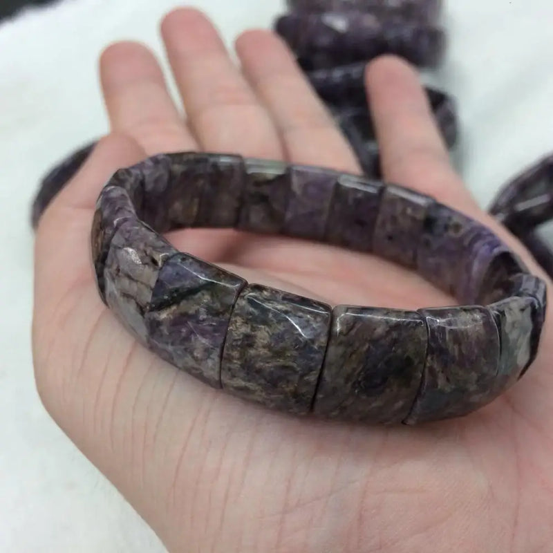 Natural Charoite Stone Beads Bracelet Gemstone Bangle DIY Jewelry