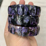 Natural Charoite Stone Beads Bracelet Gemstone Bangle for Woman