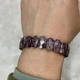 Natural Charoite Stone Beads Bracelet Gemstone Bangle Jewelry