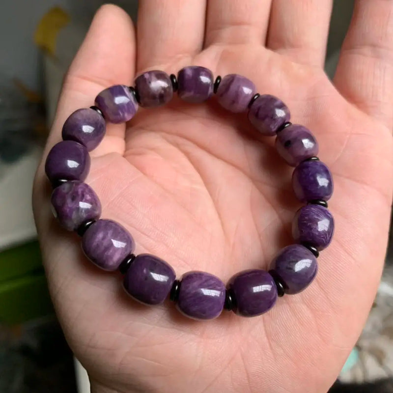 Natural Charoite Stone Beads Bracelet DIY Jewelry Bangle
