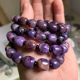 Natural Charoite Stone Beads Bracelet DIY Jewelry Bangle
