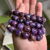 Natural Charoite Stone Beads Bracelet DIY Jewelry Bangle for Women