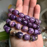 Natural Charoite Stone Beads Bracelet DIY Jewelry Bangle for Women