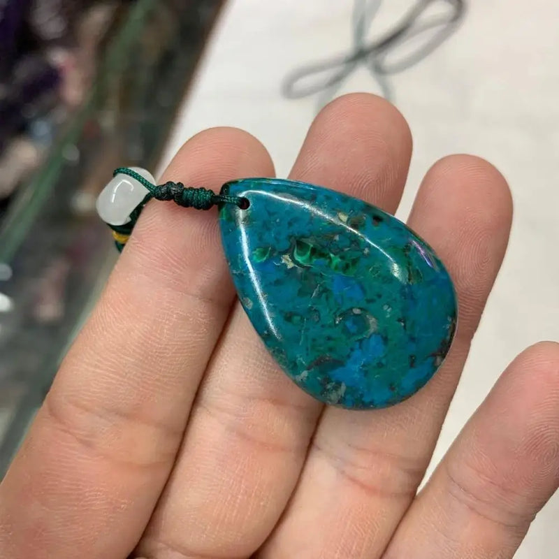 Natural Chrysocolla Stone Pendant - Gem Stone Jewelry Pendant