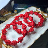 Natural Cinnabar Buddhist Head Bracelet Hand String Lucky Talisman