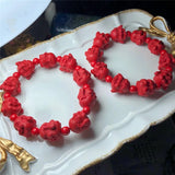 Natural Cinnabar Buddhist Head Bracelet Hand String Lucky Talisman