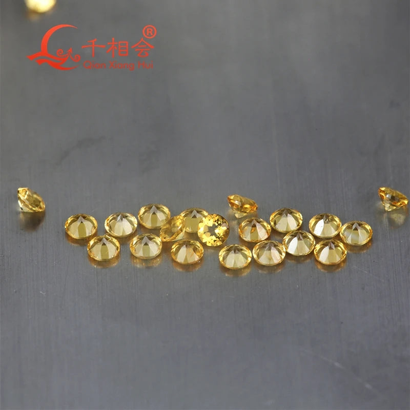 Natural Citrine Yellow Round Shape Diamond Cut Loose Gemstone
