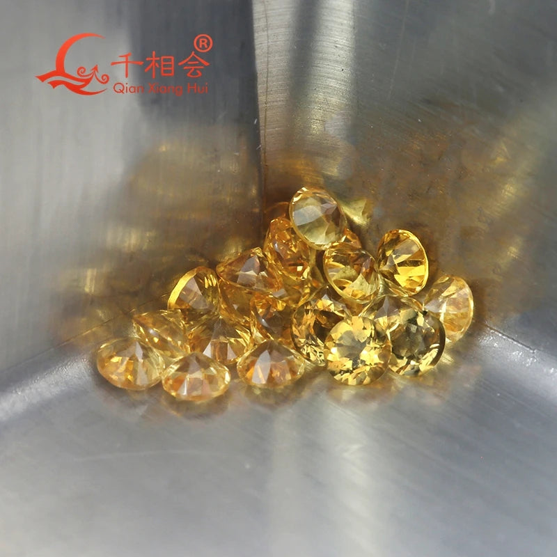 Natural Citrine Yellow Round Shape Diamond Cut Loose Gemstone
