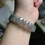 Natural Cloudy Quartz Stone Beads Bracelet Bangle Fine Jewelry