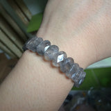 Natural Cloudy Quartz Stone Beads Bracelet Bangle Fine Jewelry