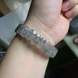 Natural Cloudy Quartz Stone Beads Bracelet Bangle Fine Jewelry