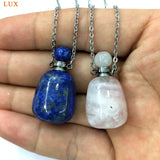 Natural Columnar Gems Perfume Bottle Pendant Necklace