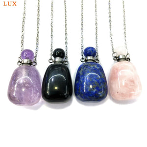 Natural Columnar Gems Perfume Bottle Pendant Necklace