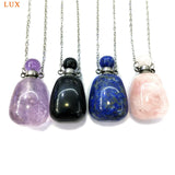 Natural Columnar Gems Perfume Bottle Pendant Necklace