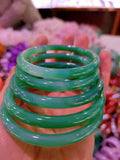 Natural Green Chalcedony Round Bangle Bracelet Lady Charm Gift