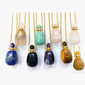 Lapis Lazuli Agate Amazonite Tiger Eye Perfume Bottle Necklace