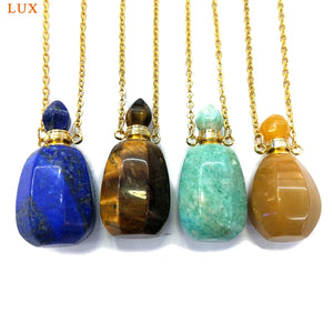 Lapis Lazuli Agate Amazonite Tiger Eye Perfume Bottle Necklace
