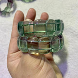 Fluorite Stone Beads Bracelet Natural Gemstone Bangle