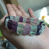 Fluorite Stone Beads Bracelet Gemstone Bangle DIY Jewelry for Women