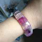 Fluorite Stone Beads Bracelet Natural Gemstone Bangle Fine Jewelry