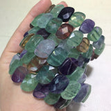 Natural Fluorite Stone Beads Bracelet Gemstone Bangle for Women