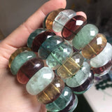 Fluorite Stone Beads Bracelet Natural Gemstone Bangle for Women