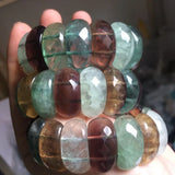 Fluorite Stone Beads Bracelet Natural Gemstone Bangle for Women