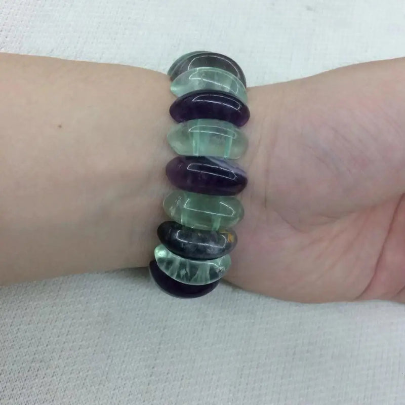 Fluorite Stone Beads Bracelet - Natural Gemstone Bangle for Women