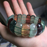 Fluorite Stone Beads Bracelet Natural Gemstone Bangle for Women