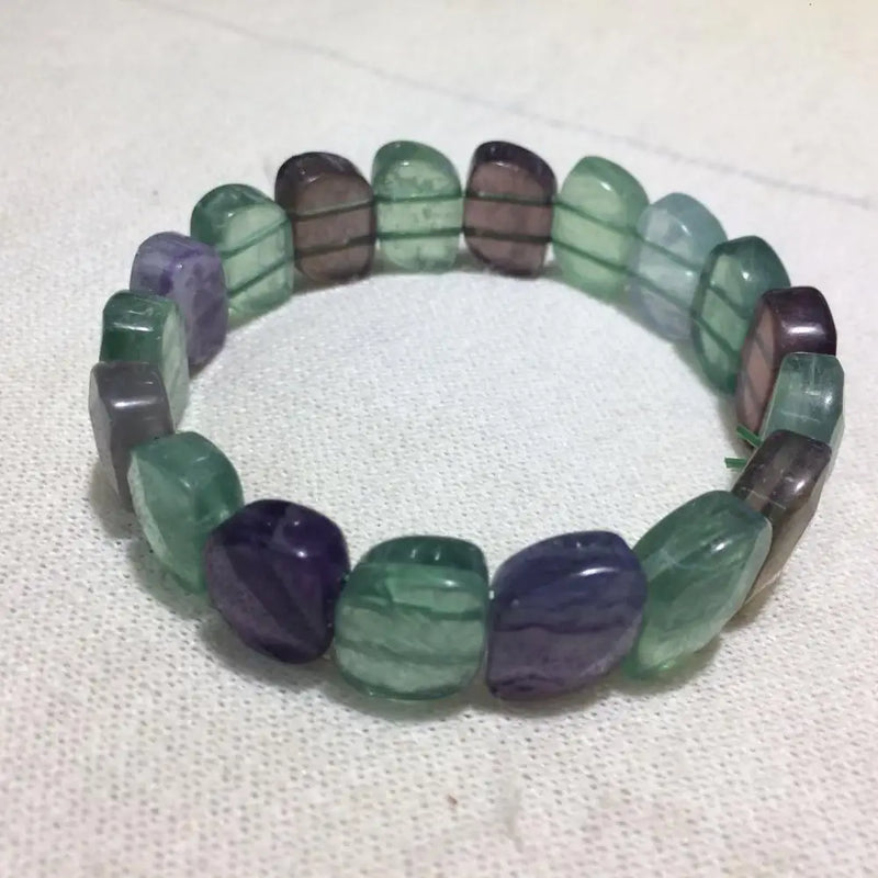 Natural Fluorite Stone Beads Bracelet Gemstone Bangle for Women