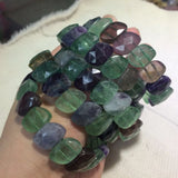 Natural Fluorite Stone Beads Bracelet Gemstone Bangle for Women