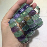Natural Fluorite Stone Beads Bracelet Gemstone Bangle for Women
