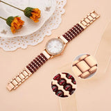 Natural Garnet Stone Bracelet & 33mm Watch Set for Women