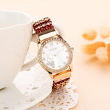 Natural Garnet Stone Bracelet & 33mm Watch Set for Women