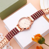 Garnet Stone Bracelet & 33mm Watch Set for Women