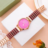 Garnet Stone Bracelet & Watch Set for Women